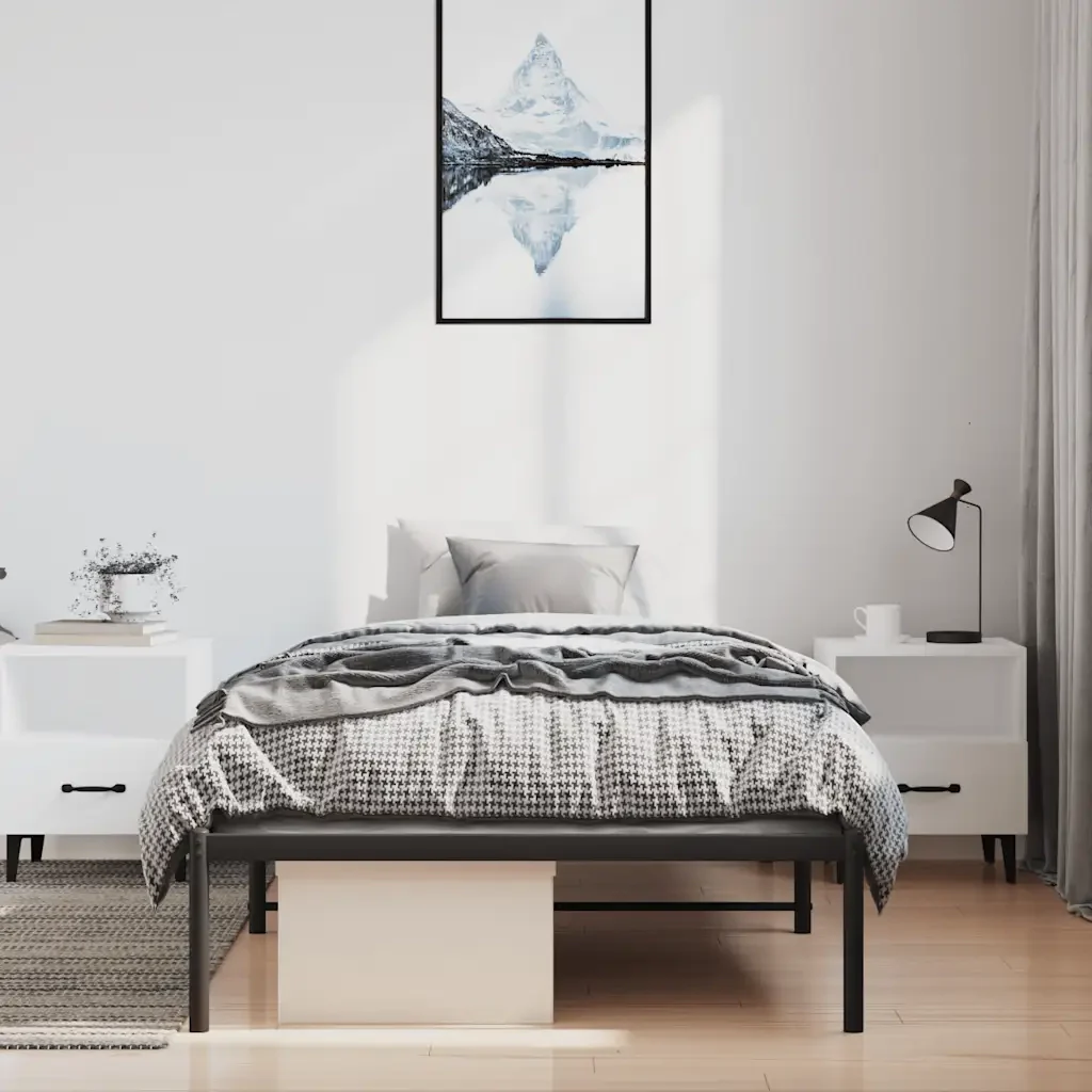 Letto singolo | Letto per adulti | Giroletto in Metallo Nero 100x200 cm - Image 4