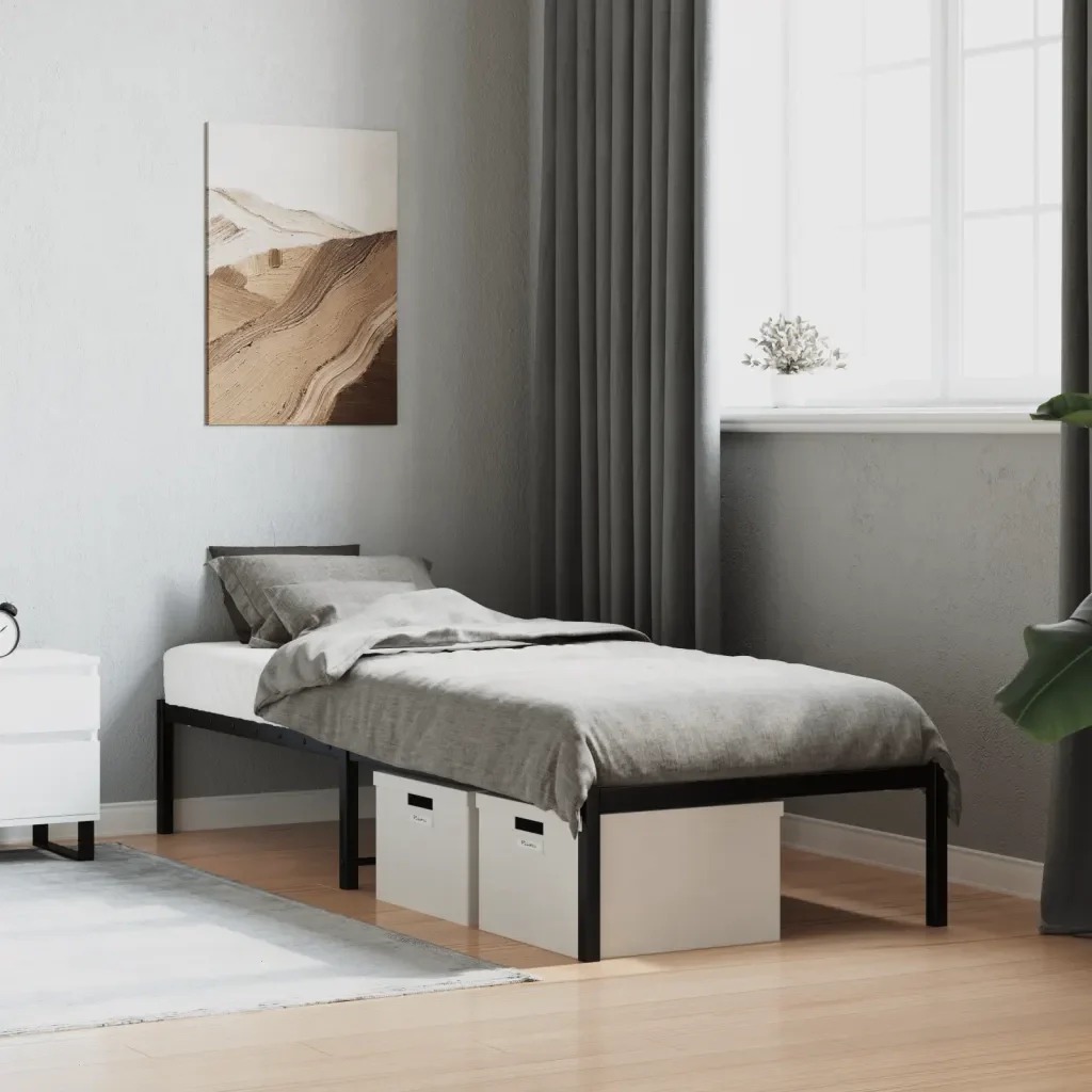Letto singolo | Letto per adulti | Giroletto in Metallo Nero 75x190 cm - Image 2