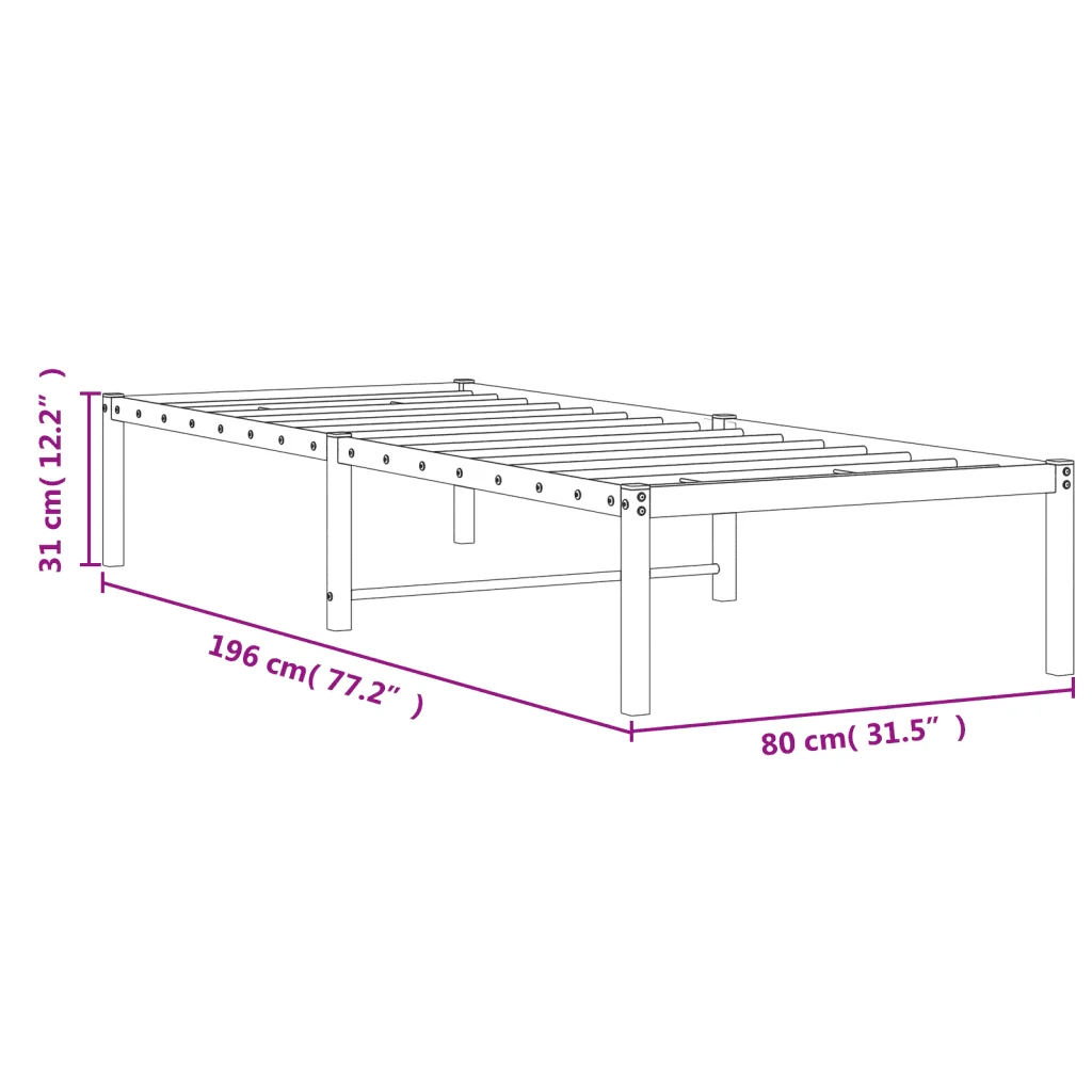 Letto singolo | Letto per adulti | Giroletto in Metallo Nero 75x190 cm - Image 9