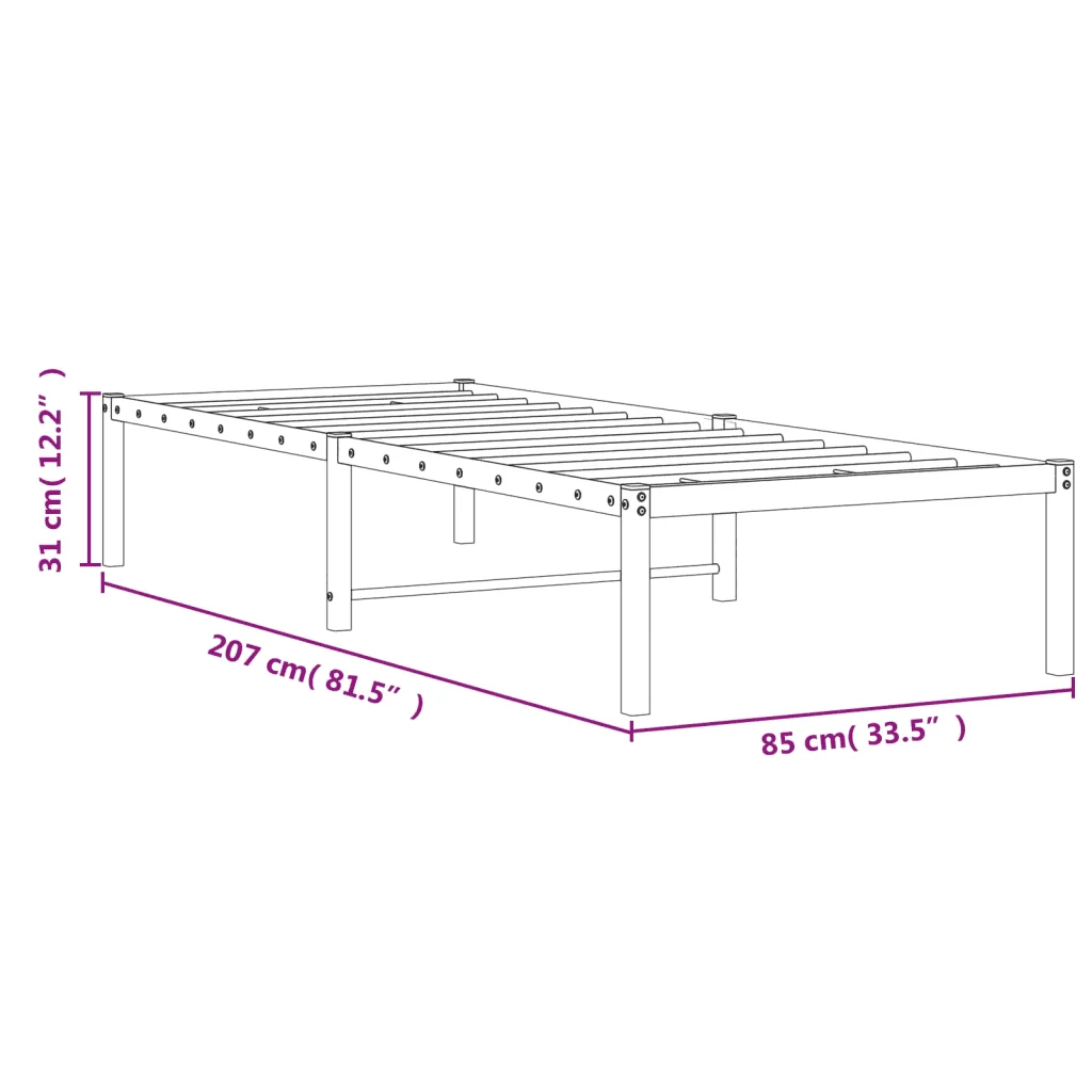 Letto singolo | Letto per adulti | Giroletto in Metallo Nero 80x200 cm - Image 9
