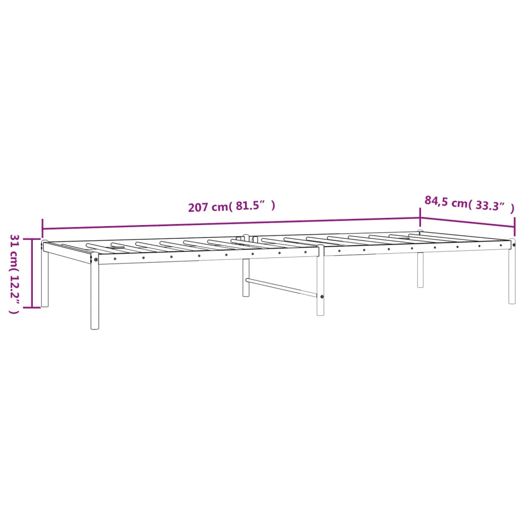 Letto singolo | Letto per adulti | Giroletto in Metallo Nero 80x200 cm - Image 7