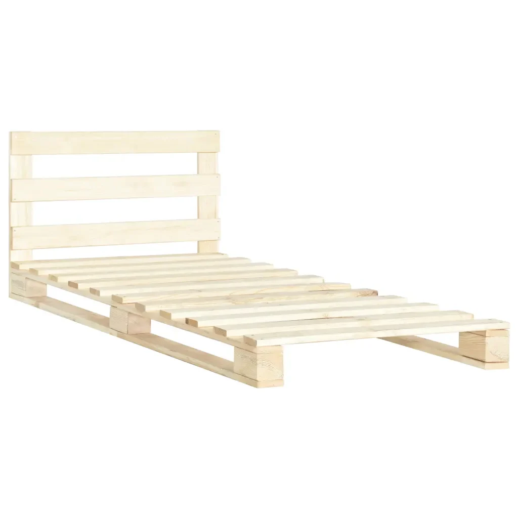 Letto singolo | Letto per adulti | Giroletto in Pallet di Legno Massello di Pino 90x200 cm