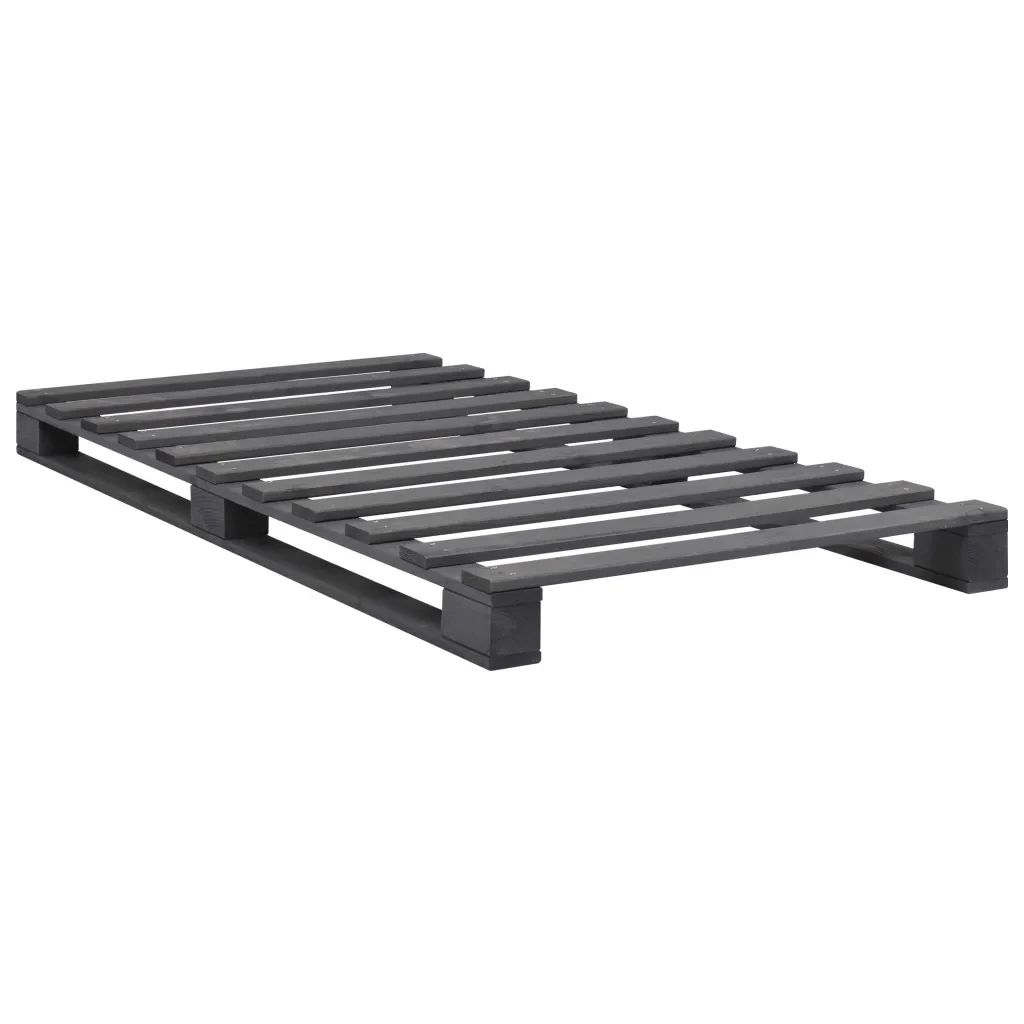 Letto singolo | Letto per adulti | Giroletto in Pallet Grigio Legno Massello di Pino 100x200 cm - Image 2