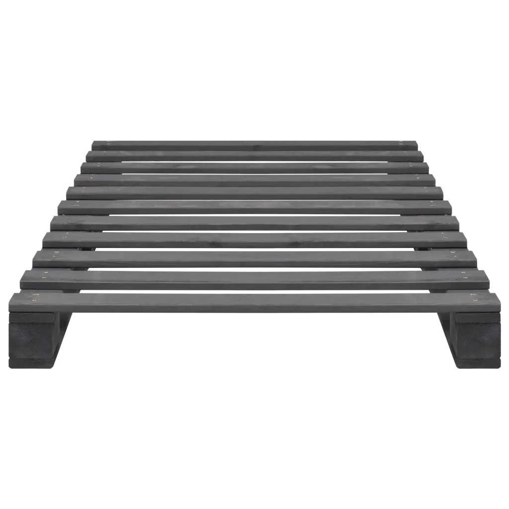 Letto singolo | Letto per adulti | Giroletto in Pallet Grigio Legno Massello di Pino 100x200 cm - Image 4