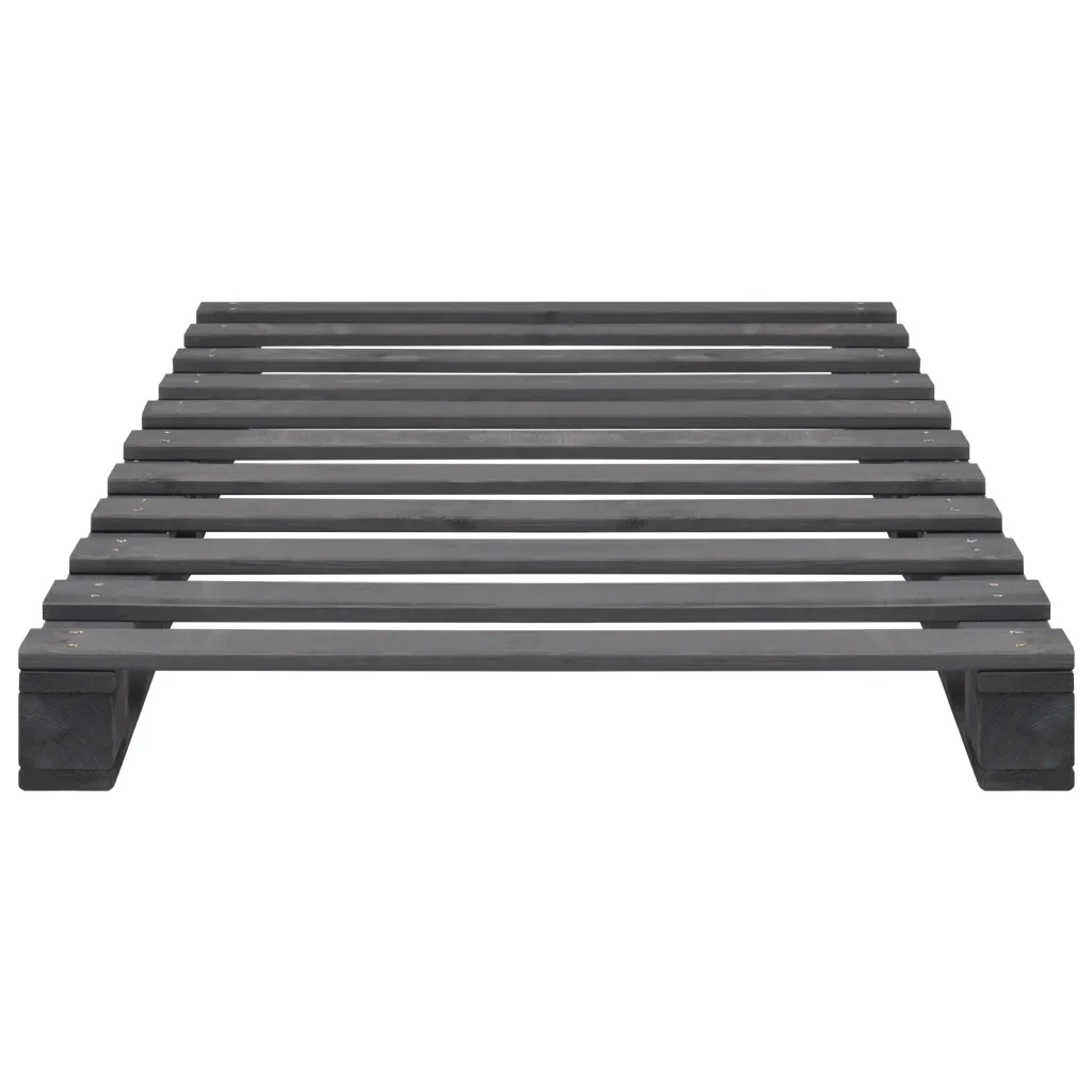 Letto singolo | Letto per adulti | Giroletto in Pallet Grigio Legno Massello di Pino 90x200 cm - Image 3