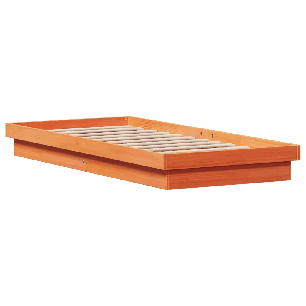 Letto singolo | Letto per adulti | Giroletto LED Marrone Cera 90x190 cm in Legno Massello di Pino - Image 5