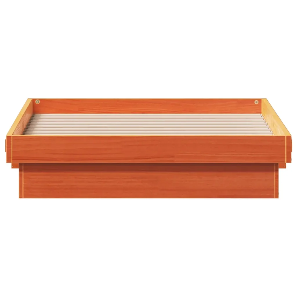 Letto singolo | Letto per adulti | Giroletto LED Marrone Cera 90x190 cm in Legno Massello di Pino - Image 7