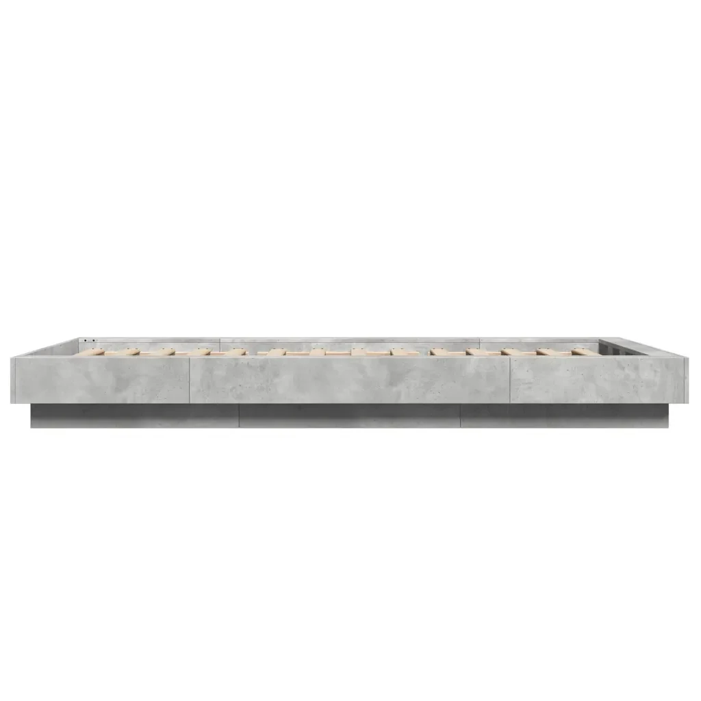 Letto singolo | Letto per adulti | Giroletto Luci LED Grigio Cemento 100x200 cm Legno Multistrato - Image 6