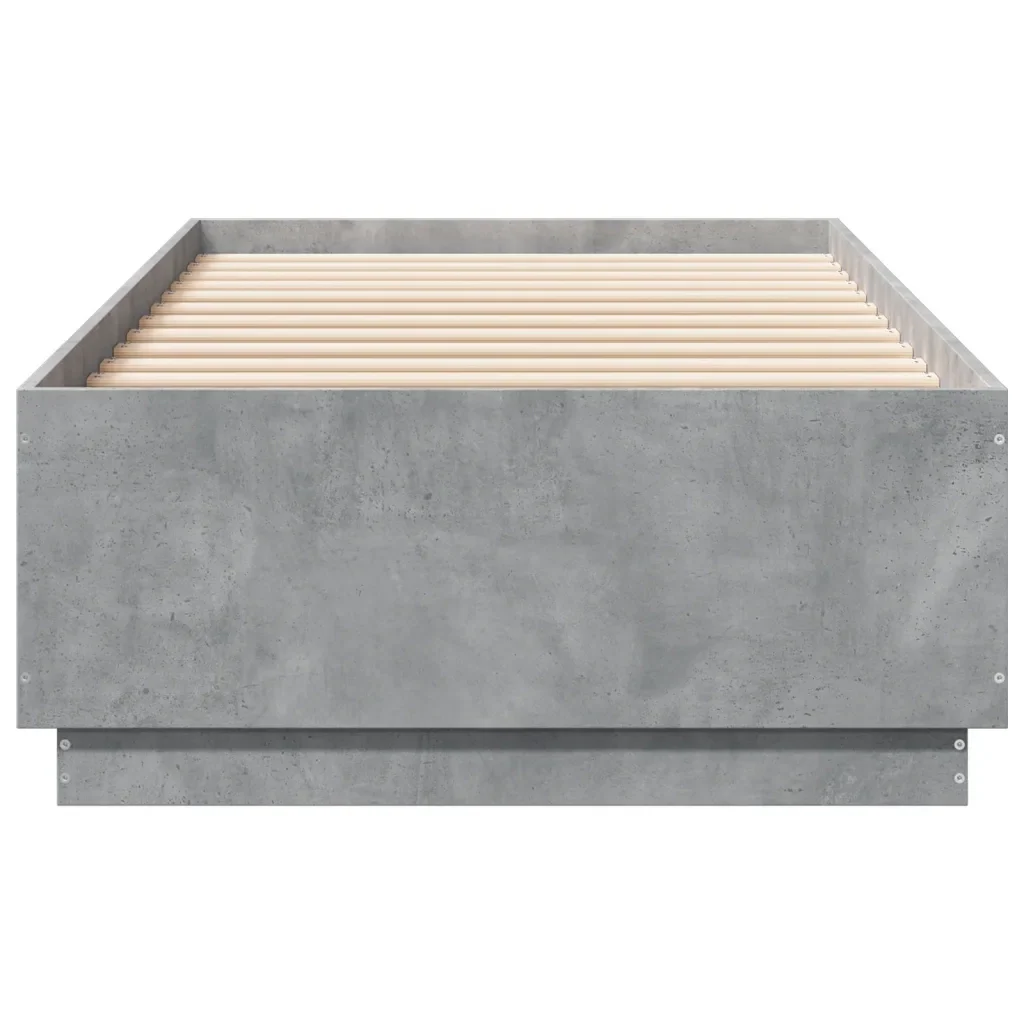 Letto singolo | Letto per adulti | Giroletto Luci LED Grigio Cemento 100x200 cm Legno Multistrato - Image 6