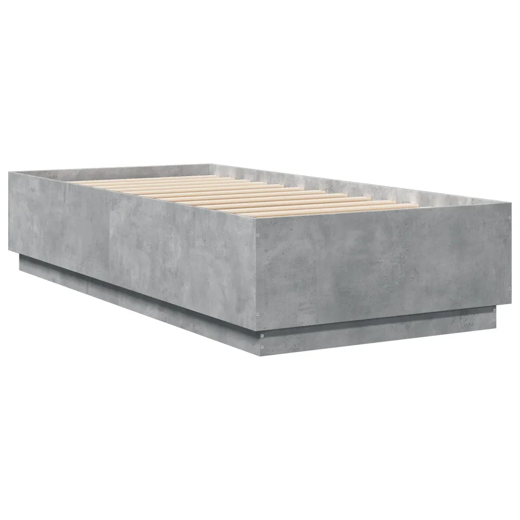 Letto singolo | Letto per adulti | Giroletto Luci LED Grigio Cemento 100x200 cm Legno Multistrato - Image 8