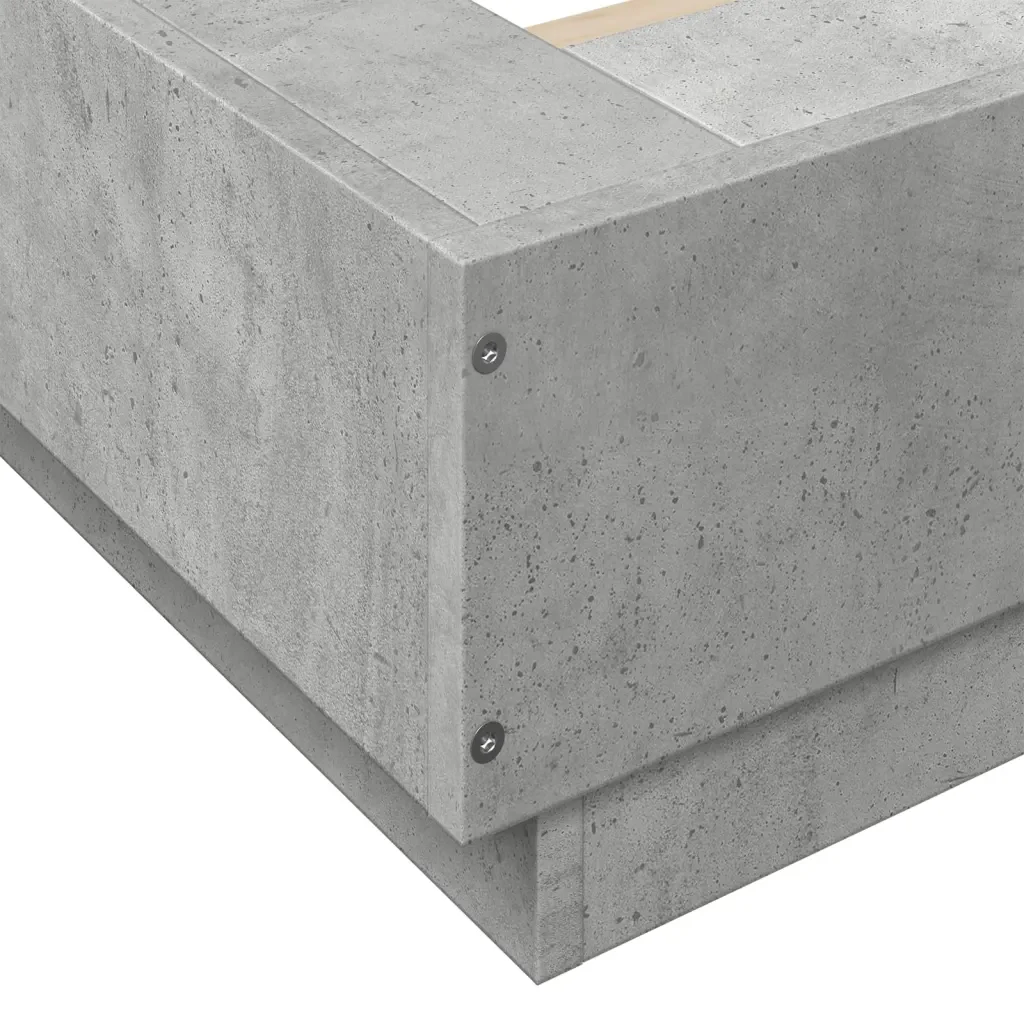 Letto singolo | Letto per adulti | Giroletto Luci LED Grigio Cemento 75x190cm in Legno Multistrato - Image 10