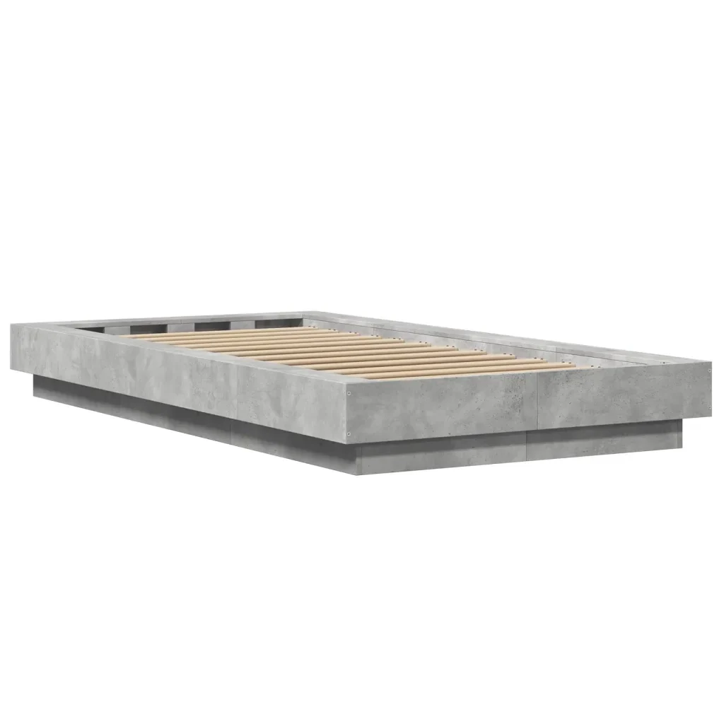 Letto singolo | Letto per adulti | Giroletto Luci LED Grigio Cemento 75x190cm in Legno Multistrato - Image 7