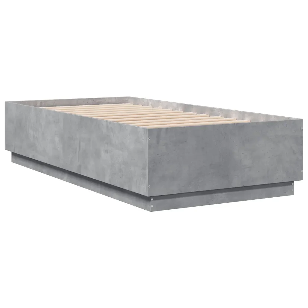 Letto singolo | Letto per adulti | Giroletto Luci LED Grigio Cemento 75x190cm in Legno Multistrato - Image 4