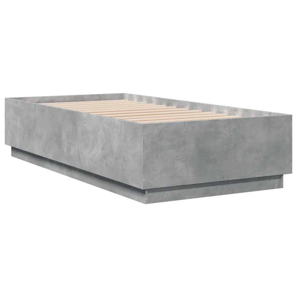 Letto singolo | Letto per adulti | Giroletto Luci LED Grigio Cemento 90x190cm in Legno Multistrato - Image 8