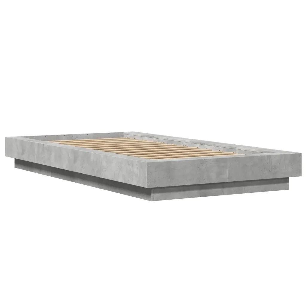 Letto singolo | Letto per adulti | Giroletto Luci LED Grigio Cemento 90x190cm in Legno Multistrato - Image 3