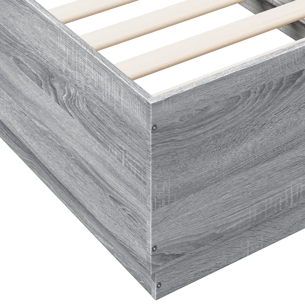 Letto singolo | Letto per adulti | Giroletto Luci LED Grigio Sonoma 75x190 cm in Legno Multistrato - Image 9