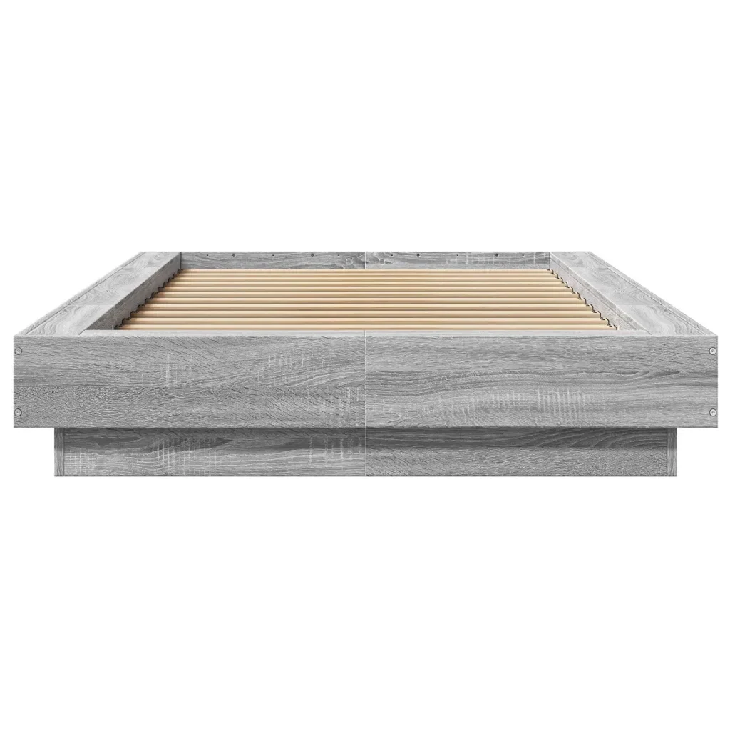 Letto singolo | Letto per adulti | Giroletto Luci LED Grigio Sonoma 90x190 cm in Legno Multistrato - Image 5