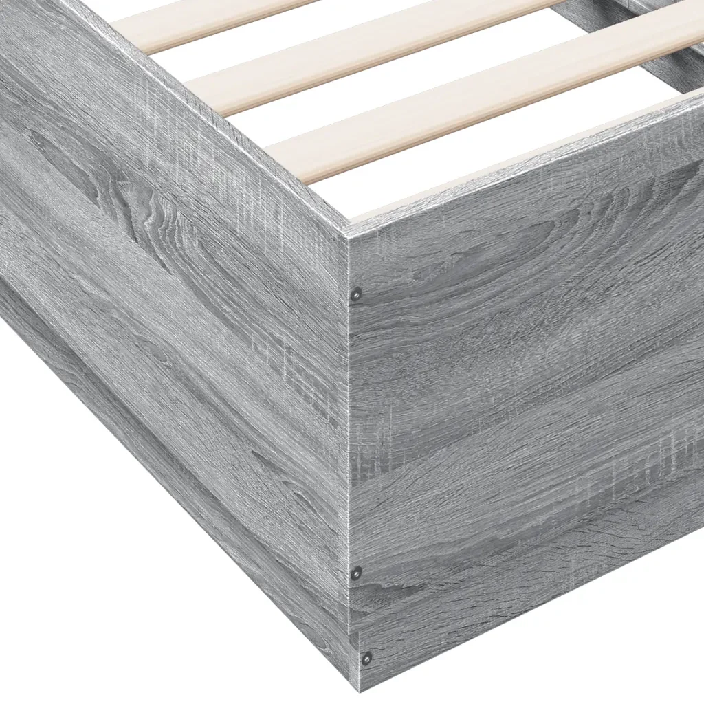 Letto singolo | Letto per adulti | Giroletto Luci LED Grigio Sonoma 90x190 cm in Legno Multistrato - Image 9
