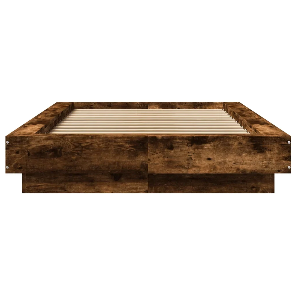 Letto singolo | Letto per adulti | Giroletto Luci LED Rovere Fumo 75x190 cm in Legno Multistrato - Image 5