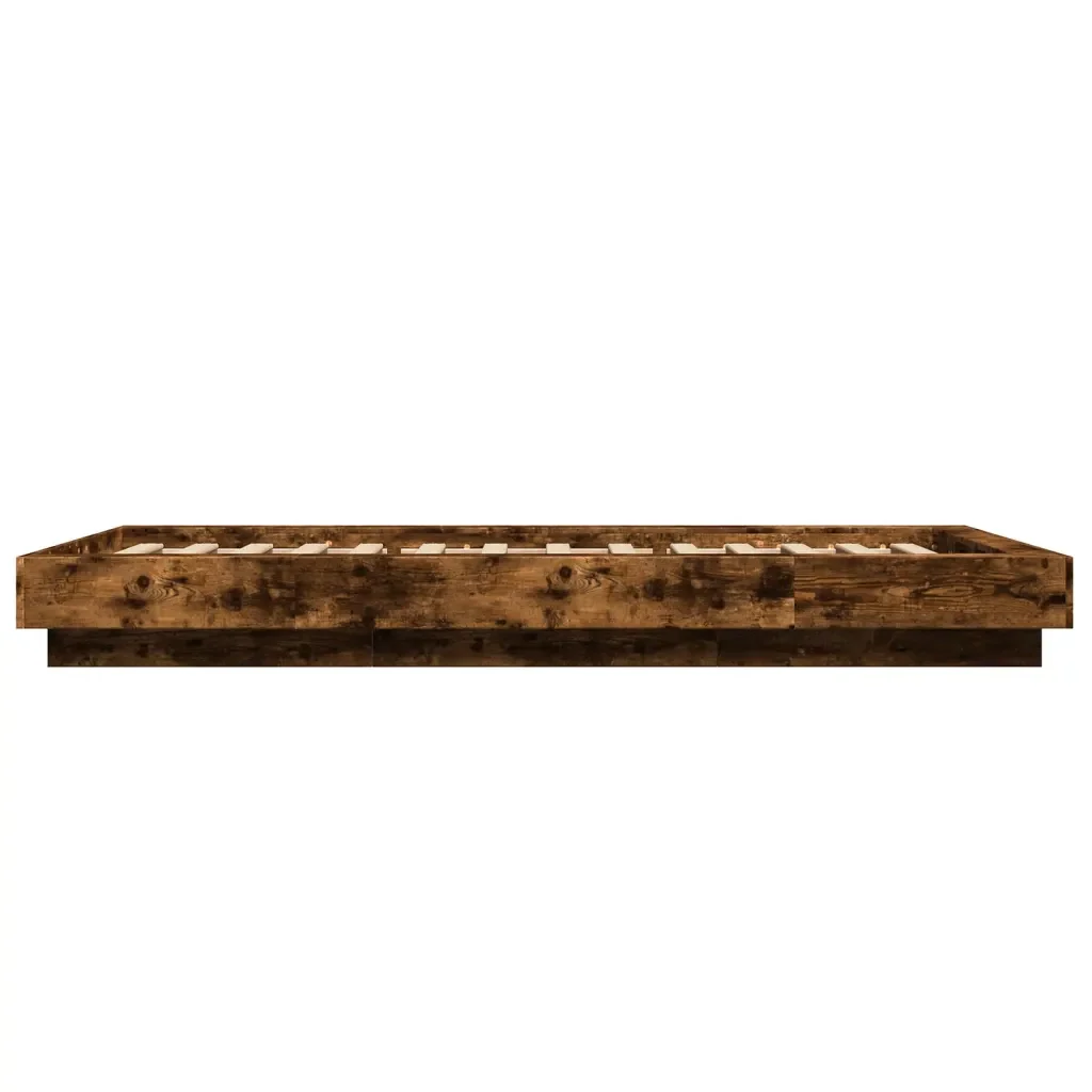 Letto singolo | Letto per adulti | Giroletto Luci LED Rovere Fumo 75x190 cm in Legno Multistrato - Image 6