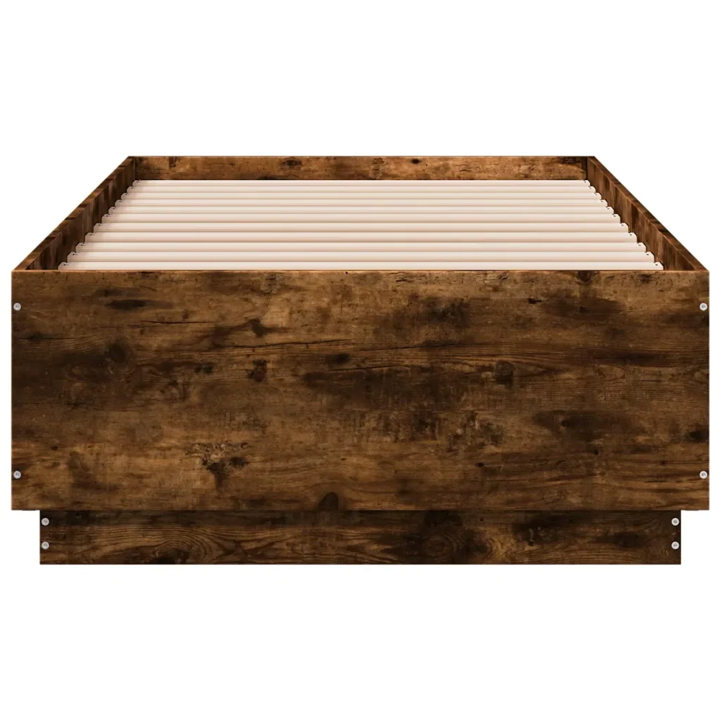 Letto singolo | Letto per adulti | Giroletto Luci LED Rovere Fumo 75x190 cm in Legno Multistrato - Image 6
