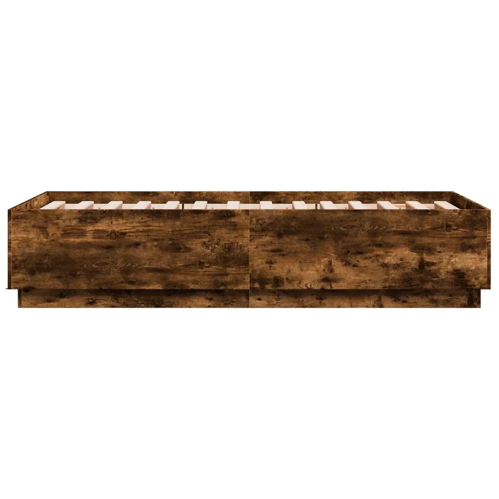 Letto singolo | Letto per adulti | Giroletto Luci LED Rovere Fumo 75x190 cm in Legno Multistrato - Image 7