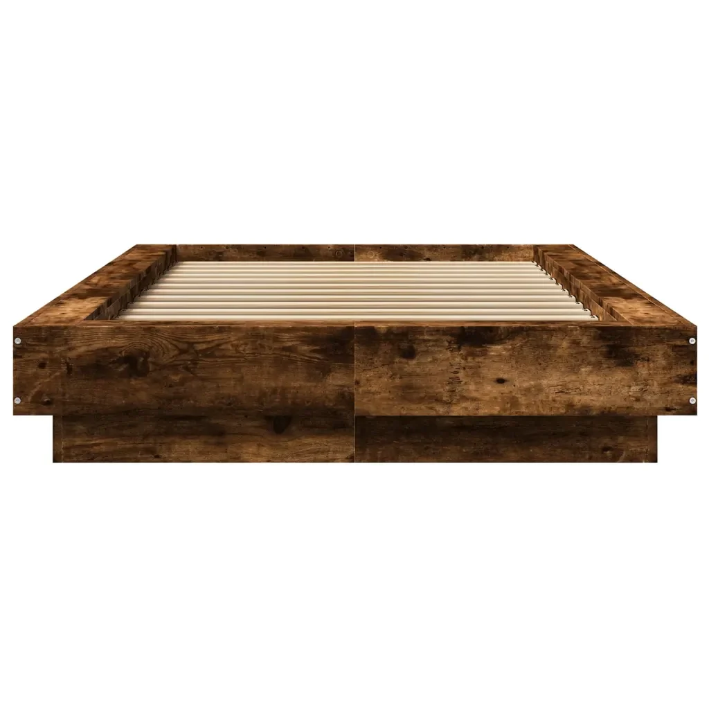 Letto singolo | Letto per adulti | Giroletto Luci LED Rovere Fumo 90x190 cm in Legno Multistrato - Image 5