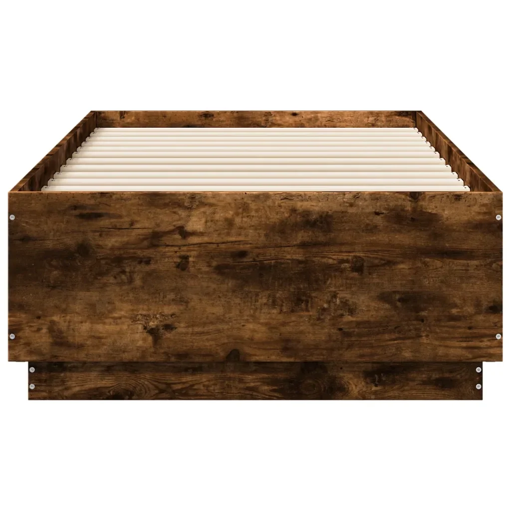 Letto singolo | Letto per adulti | Giroletto Luci LED Rovere Fumo 90x190 cm in Legno Multistrato - Image 6