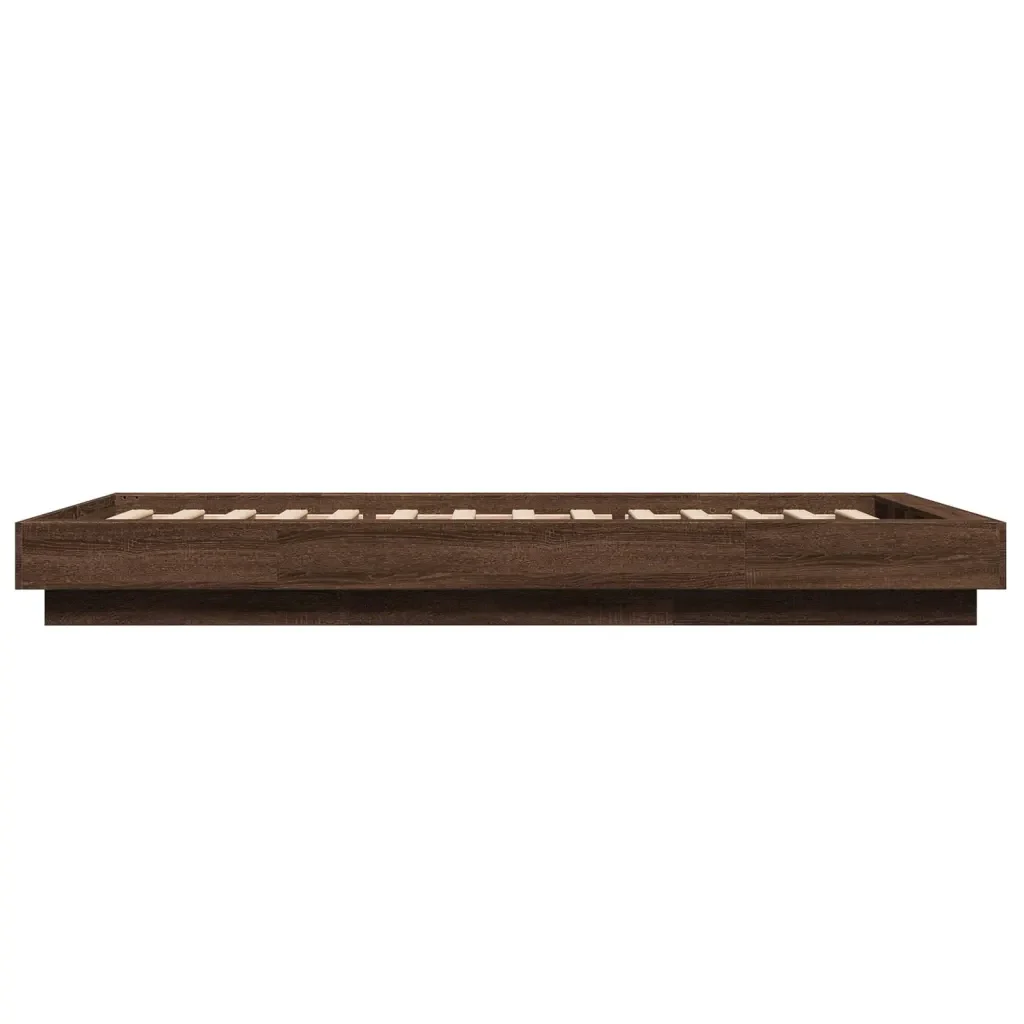 Letto singolo | Letto per adulti | Giroletto Luci LED Rovere Marrone 100x200 cm Legno Multistrato - Image 6