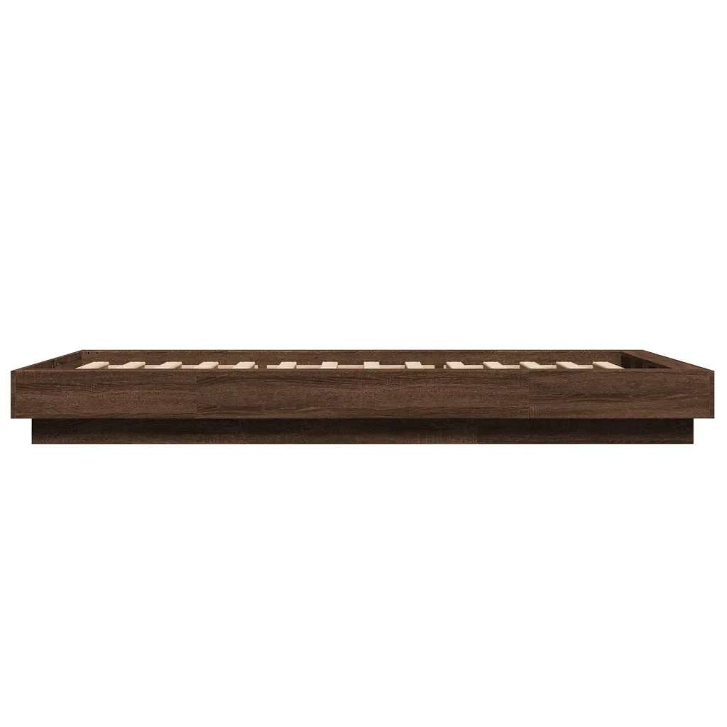 Letto singolo | Letto per adulti | Giroletto Luci LED Rovere Marrone 75x190cm in Legno Multistrato - Image 6