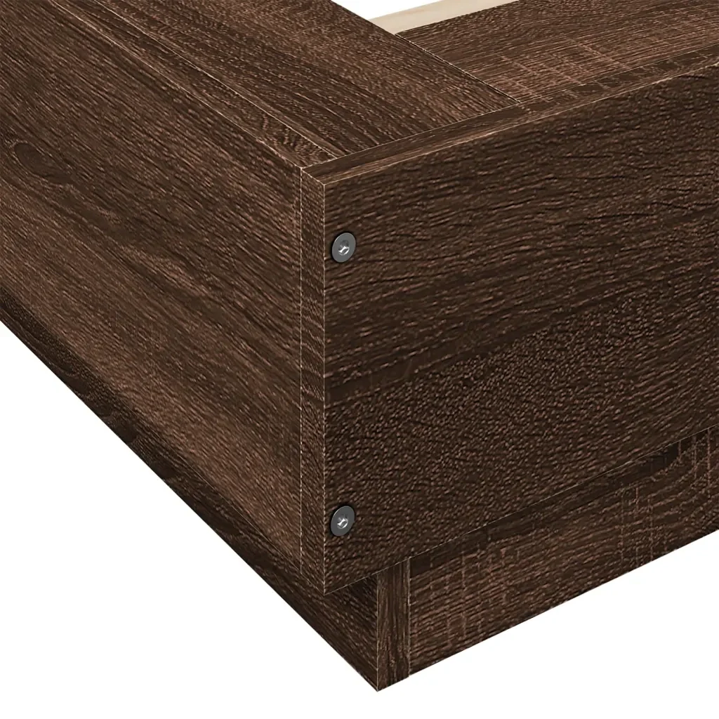 Letto singolo | Letto per adulti | Giroletto Luci LED Rovere Marrone 90x200cm in Legno Multistrato - Image 10