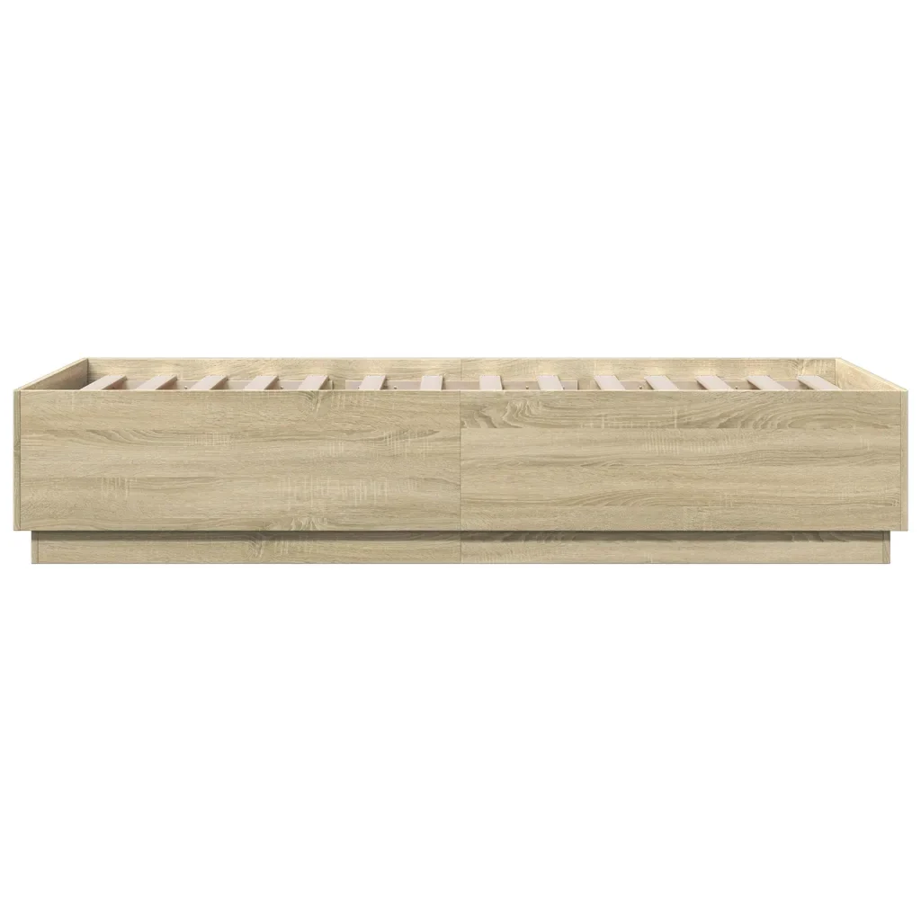 Letto singolo | Letto per adulti | Giroletto Luci LED Rovere Sonoma 100x200cm in Legno Multistrato - Image 7