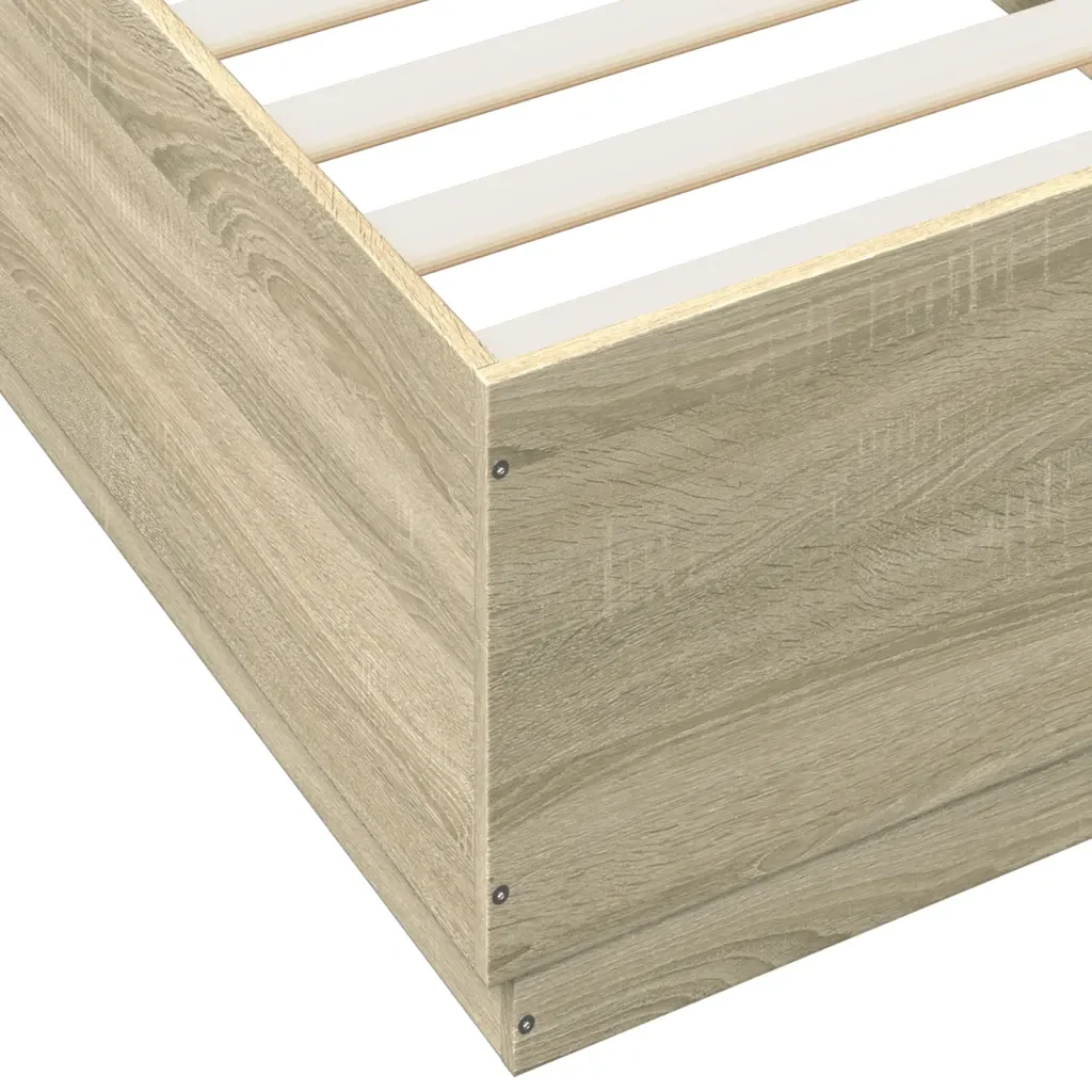 Letto singolo | Letto per adulti | Giroletto Luci LED Rovere Sonoma 100x200cm in Legno Multistrato - Image 9