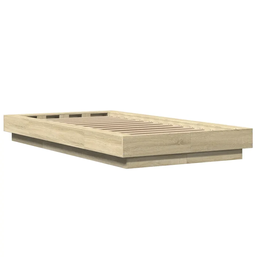 Letto singolo | Letto per adulti | Giroletto Luci LED Rovere Sonoma 75x190 cm in Legno Multistrato - Image 7