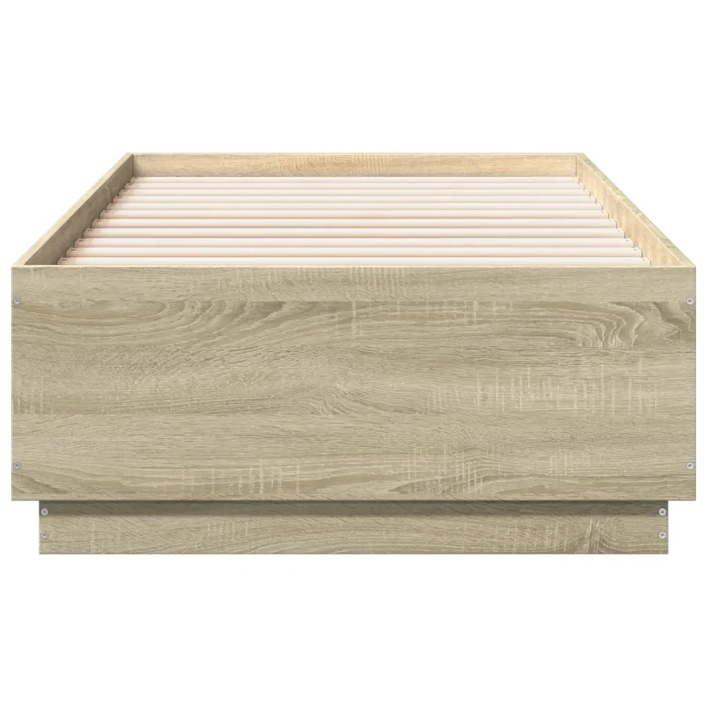 Letto singolo | Letto per adulti | Giroletto Luci LED Rovere Sonoma 75x190 cm in Legno Multistrato - Image 6