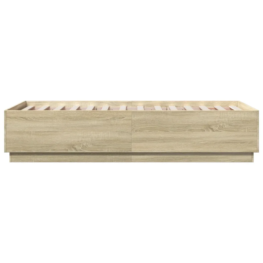 Letto singolo | Letto per adulti | Giroletto Luci LED Rovere Sonoma 75x190 cm in Legno Multistrato - Image 7