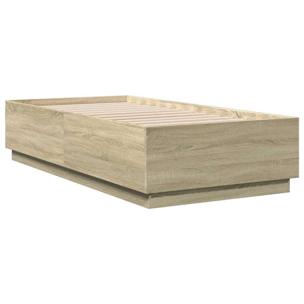 Letto singolo | Letto per adulti | Giroletto Luci LED Rovere Sonoma 75x190 cm in Legno Multistrato - Image 8
