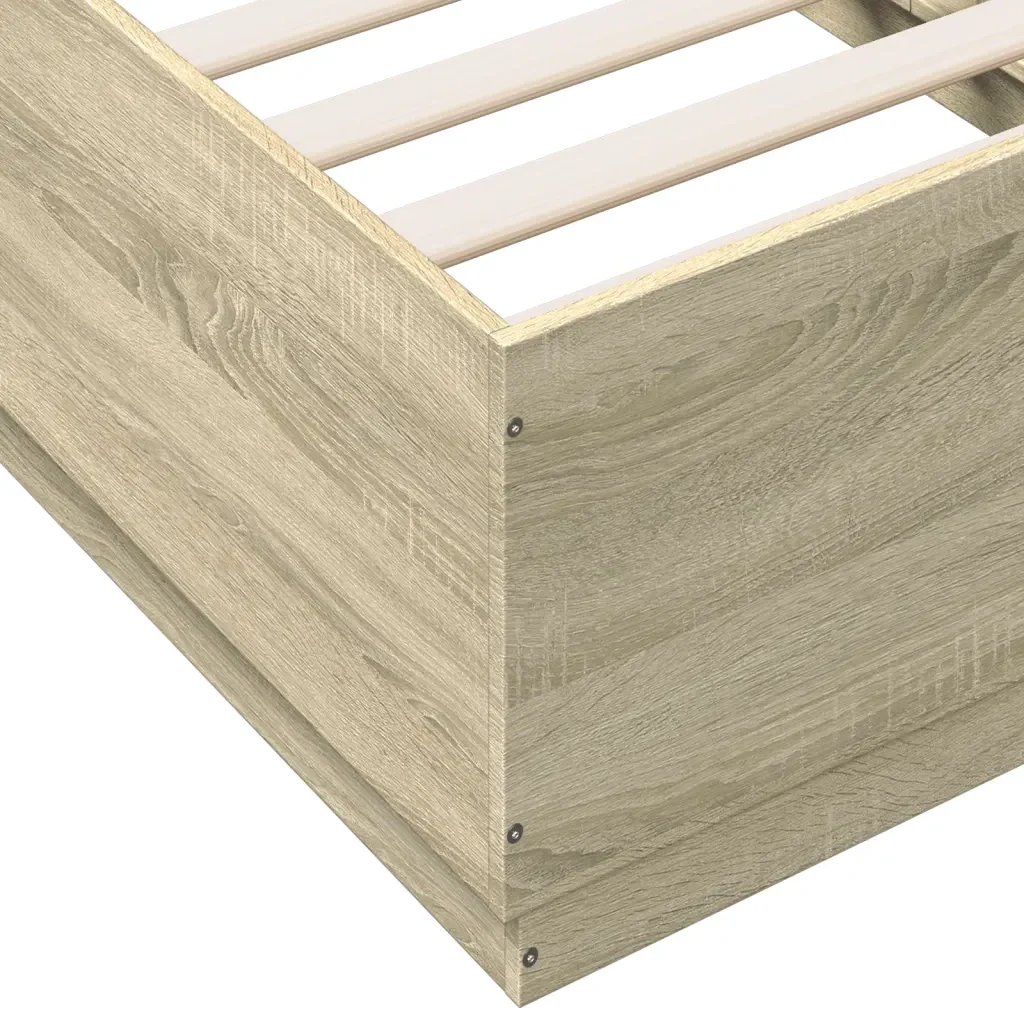 Letto singolo | Letto per adulti | Giroletto Luci LED Rovere Sonoma 75x190 cm in Legno Multistrato - Image 9