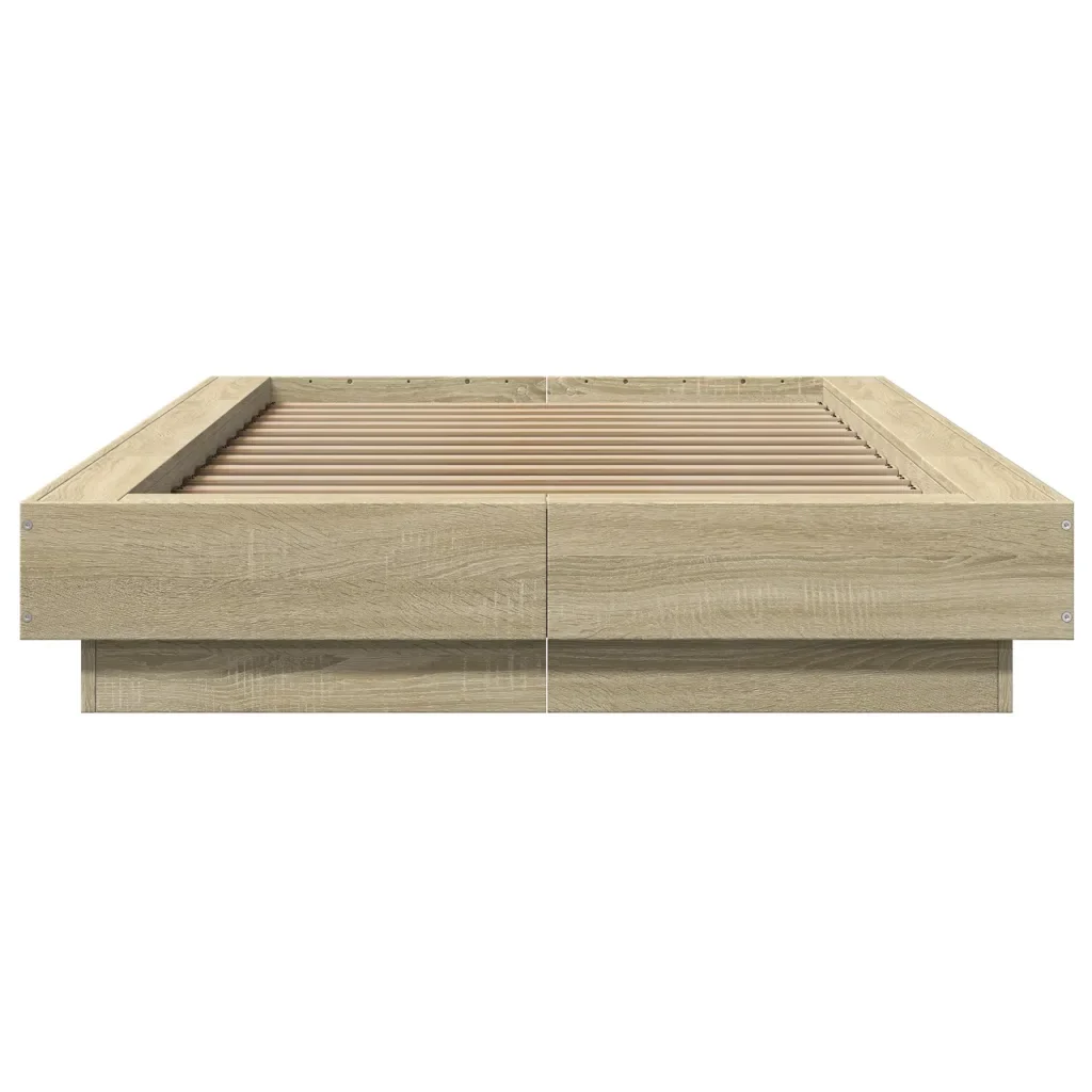 Letto singolo | Letto per adulti | Giroletto Luci LED Rovere Sonoma 90x190 cm in Legno Multistrato - Image 5