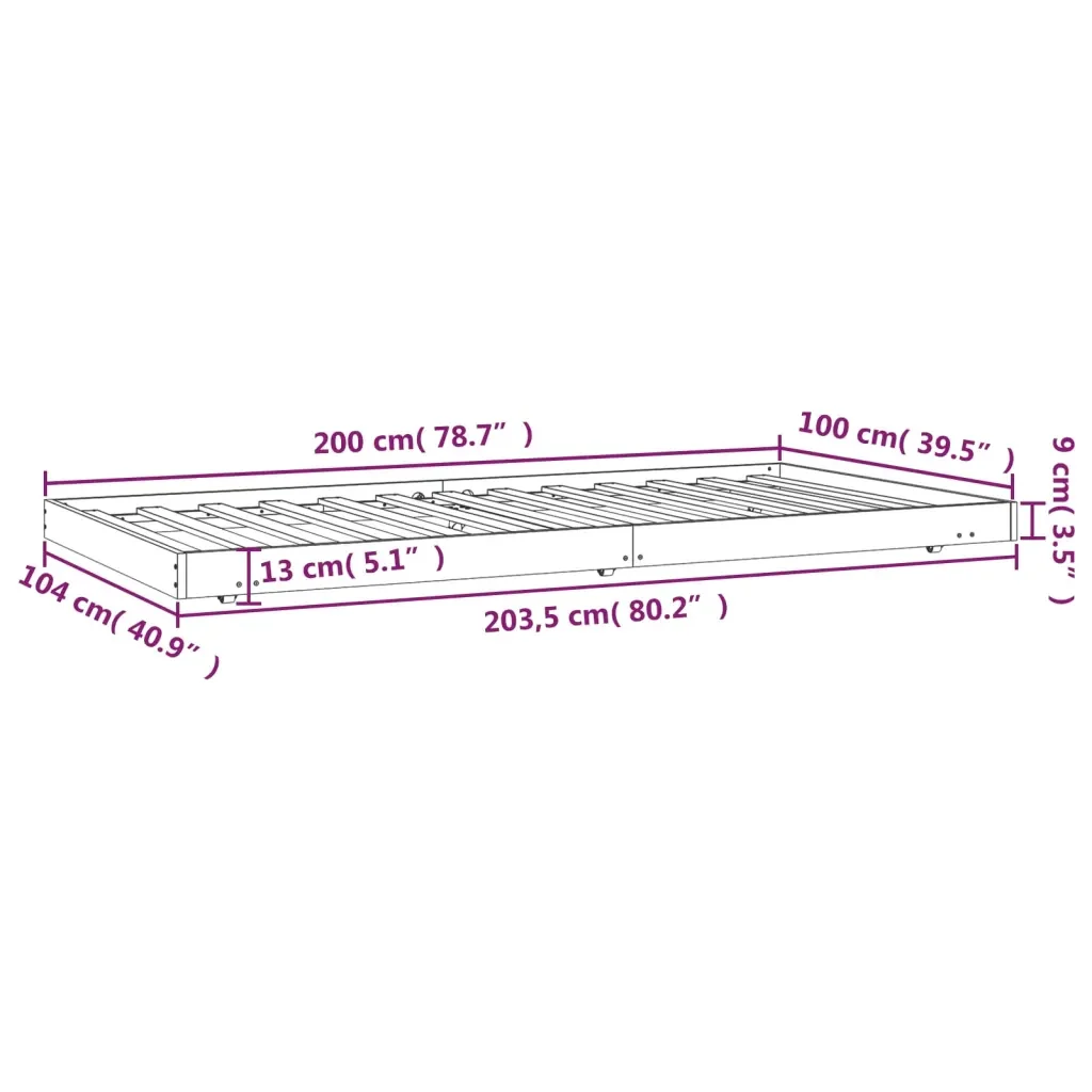 Letto singolo | Letto per adulti | Giroletto Marrone Ambra 100x200 cm in Legno Massello di Pino - Image 9
