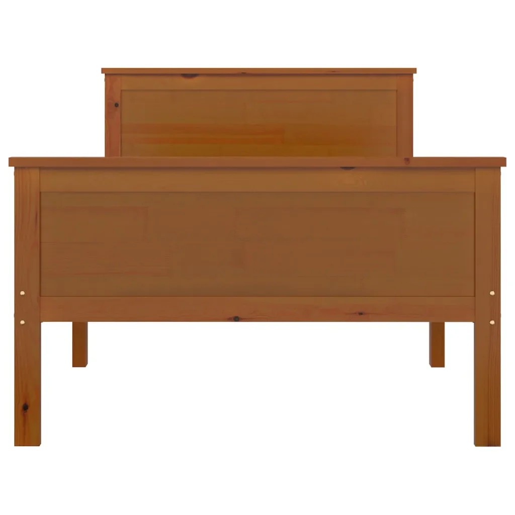 Letto singolo | Letto per adulti | Giroletto Marrone Ambra in Legno Massello di Pino 100x200 cm - Image 5
