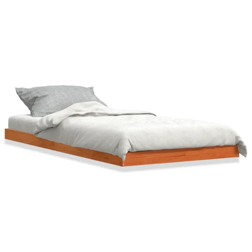 Letto singolo | Letto per adulti | Giroletto Marrone Cera 100x200 cm in Legno Massello di Pino