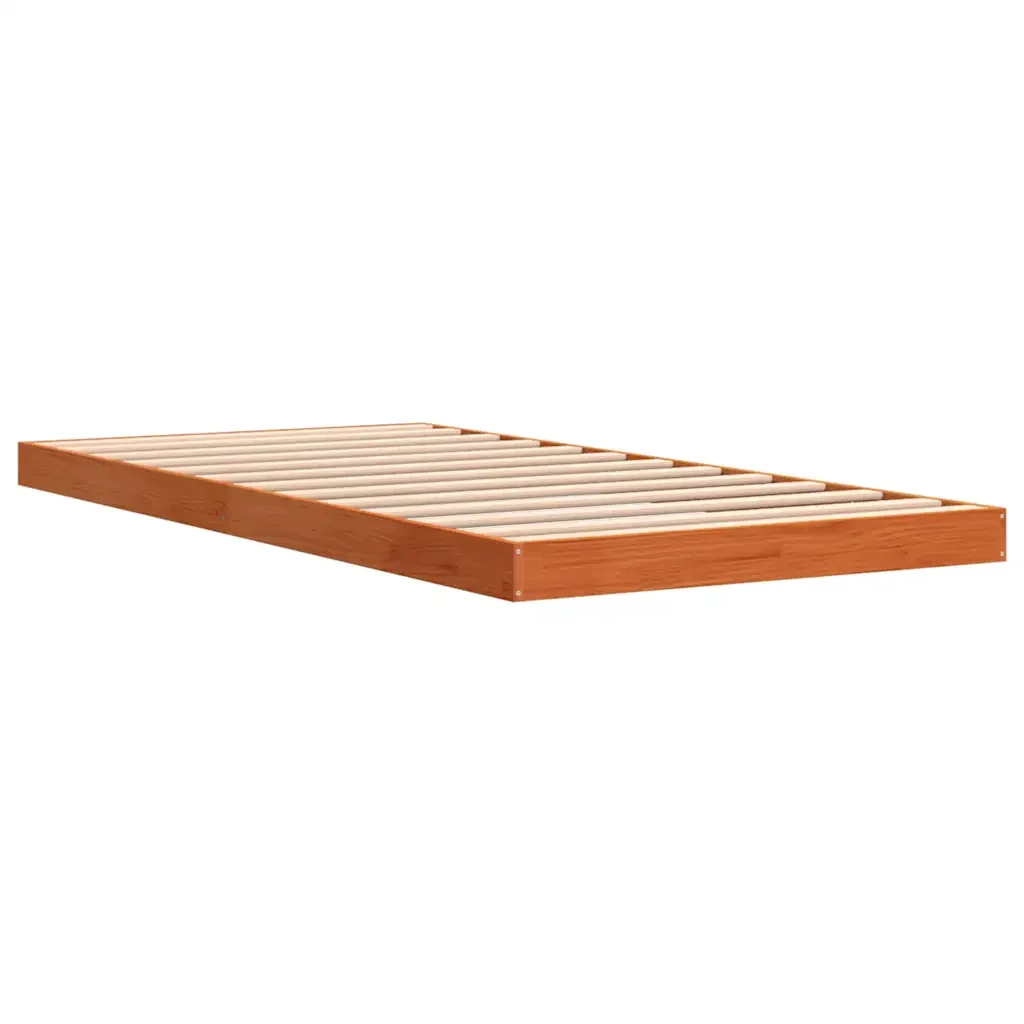 Letto singolo | Letto per adulti | Giroletto Marrone Cera 75x190 cm in Legno Massello di Pino - Image 4