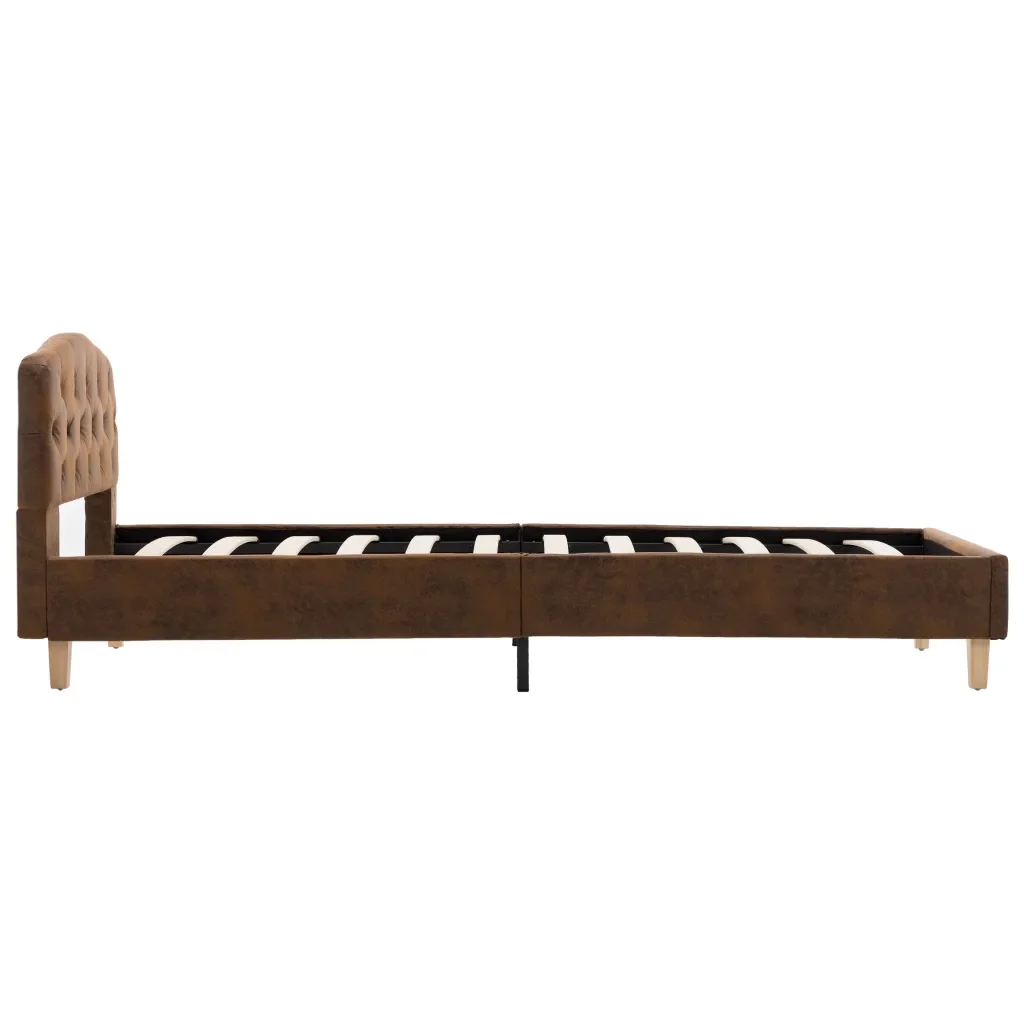 Letto singolo | Letto per adulti | Giroletto Marrone in Similpelle Scamosciata 90x200 cm - Image 6