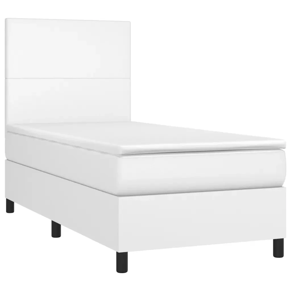 Letto singolo | Letto per adulti | Giroletto Molle con Materasso e LED Bianco 90x190 cm Similpelle - Image 3