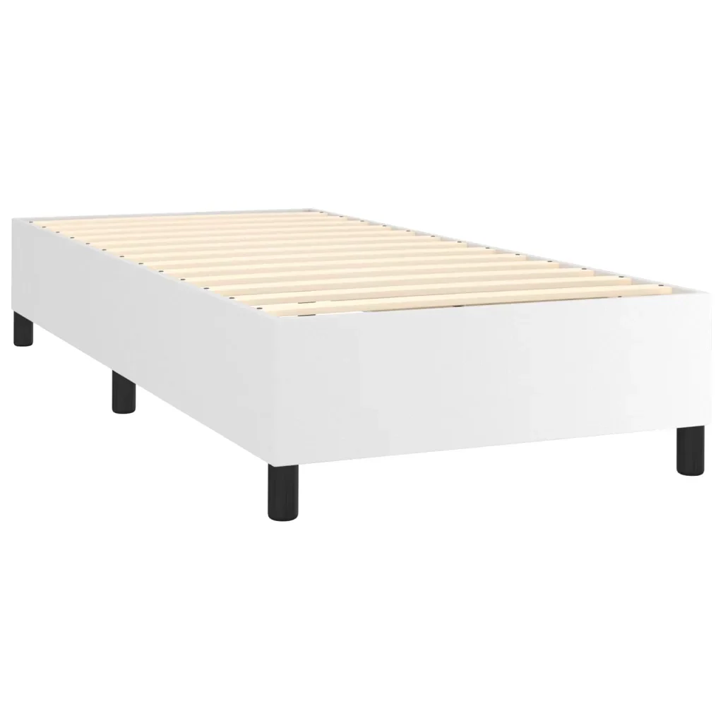 Letto singolo | Letto per adulti | Giroletto Molle con Materasso e LED Bianco 90x190 cm Similpelle - Image 5