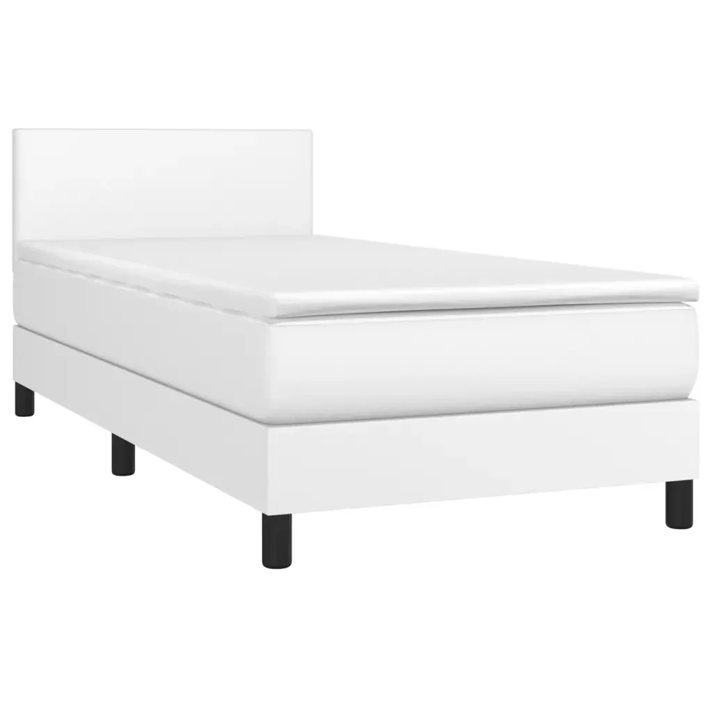 Letto singolo | Letto per adulti | Giroletto Molle con Materasso e LED Bianco 90x190 cm Similpelle - Image 4