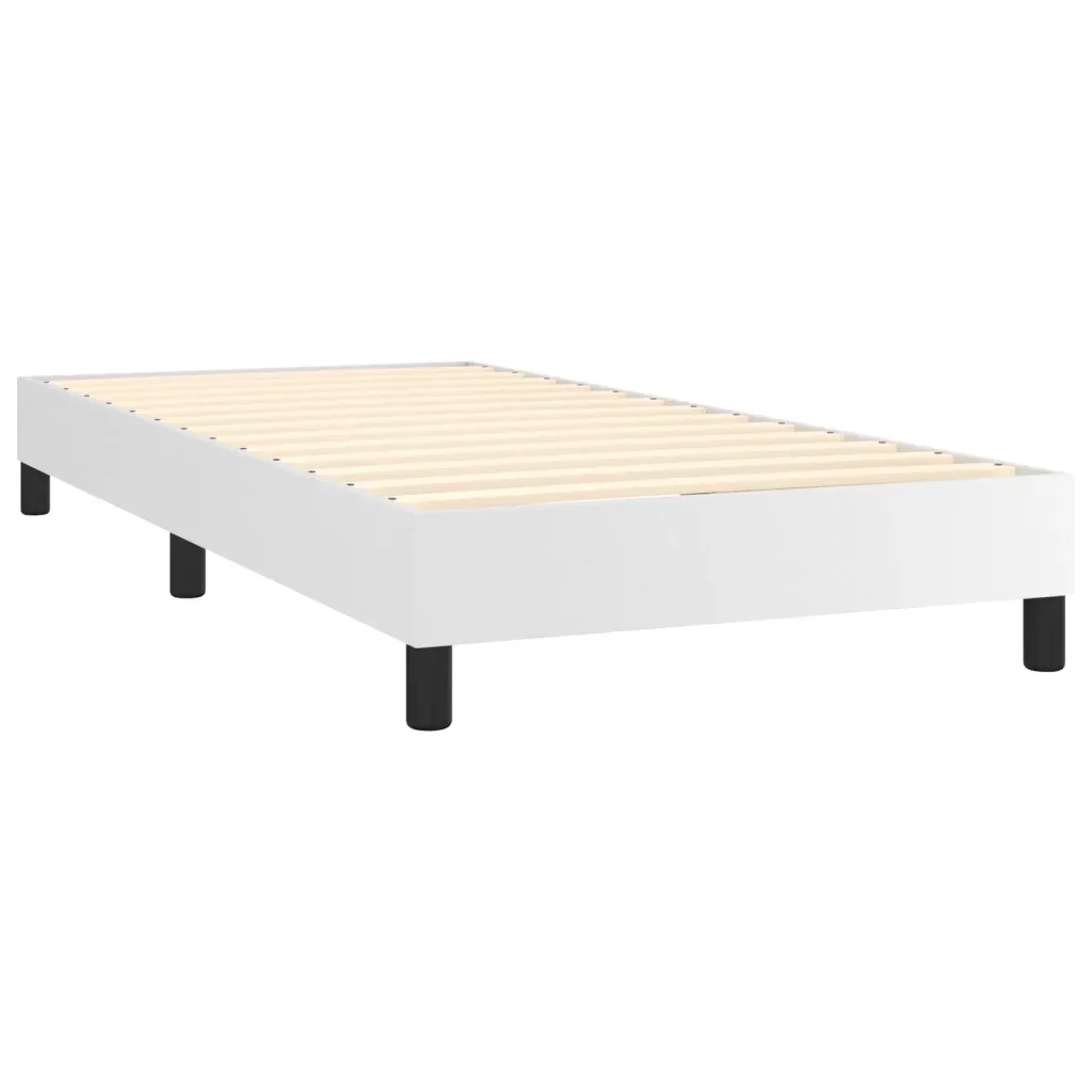 Letto singolo | Letto per adulti | Giroletto Molle con Materasso e LED Bianco 90x190 cm Similpelle - Image 5