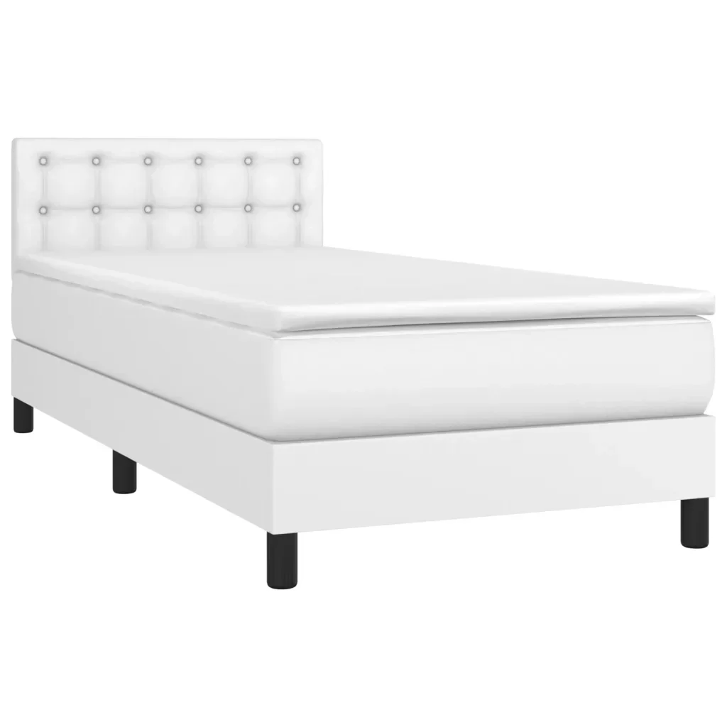 Letto singolo | Letto per adulti | Giroletto Molle con Materasso e LED Bianco 90x200 cm Similpelle - Image 4