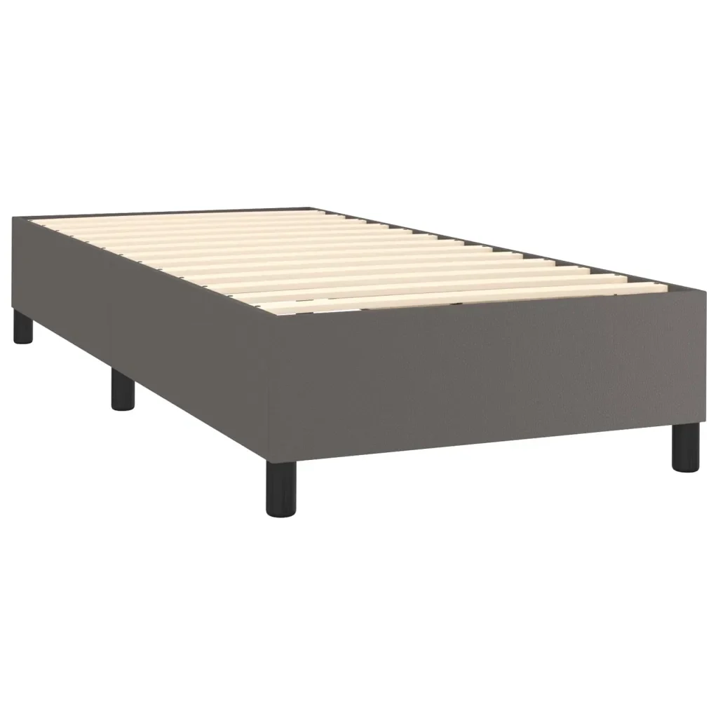 Letto singolo | Letto per adulti | Giroletto Molle con Materasso e LED Grigio 80x200cm Similpelle - Image 5